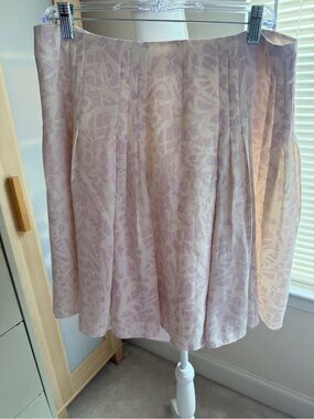 LOFT Pale Pink Patterned Pleated Circle Skirt